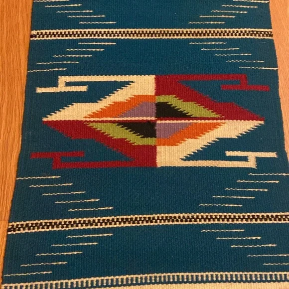 Otegas weaving shop runner Vintage blue purple orange red green white black (1)